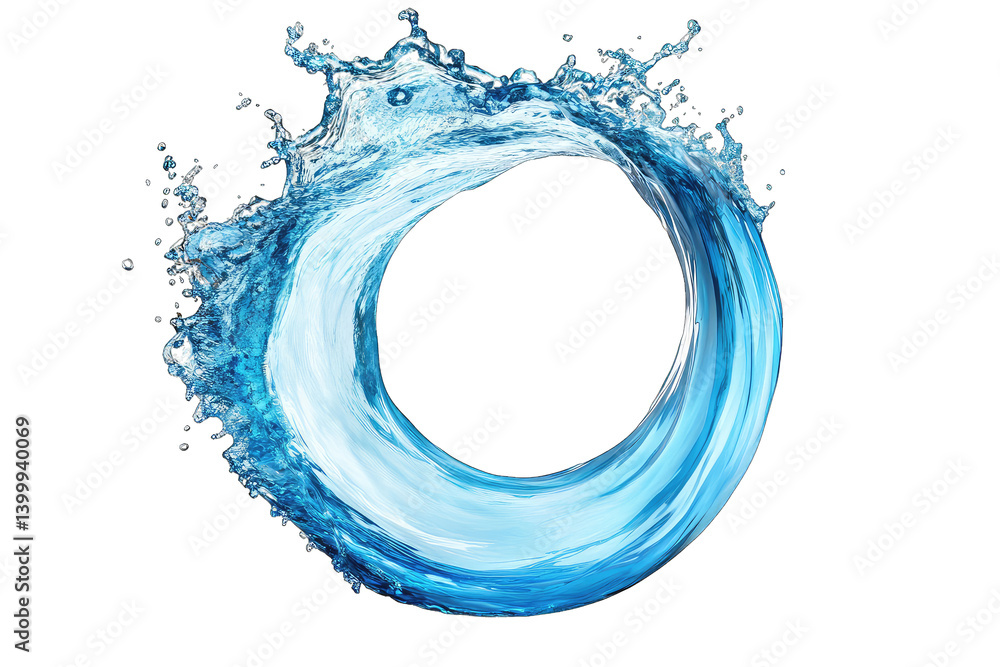 Fototapete a dynamic splash of blue water forms a circular shape creating an eye-catching visual effect that sy