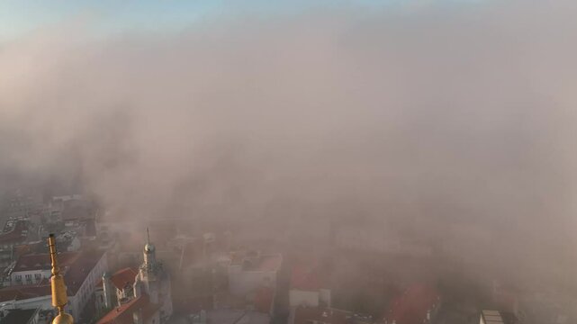 Galata Tower and Galata Street Drone Video, Galata Beyoglu, Istanbul Turkiye (Turkey)	