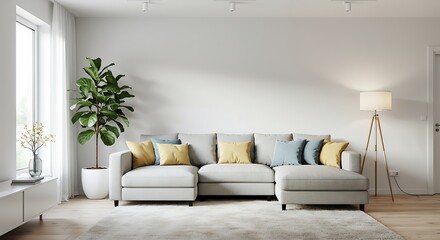 Sunlit Serenity: A Modern Living Room Render AI Generated