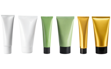 set of cosmetic cream bottles tubes mockup on transparent background