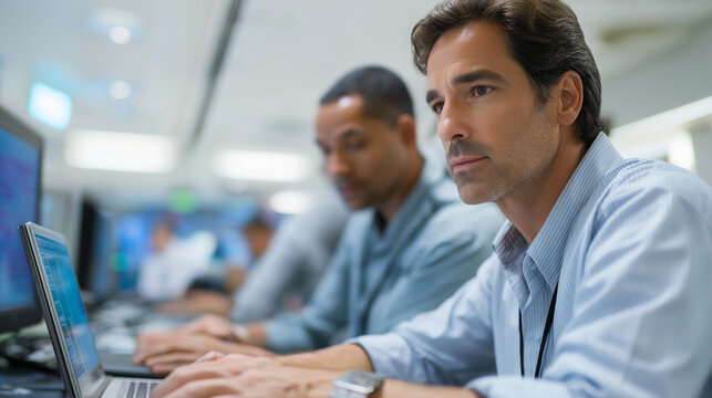 IT Engineers in a High-Stakes Control Center Briefing Team