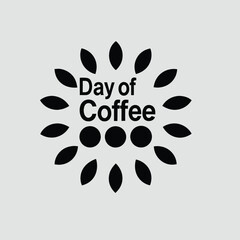 International Day of Coffee Vector Design, Black Coffee Cup Icon with Beans and Leaves for Event, Poster, or Branding