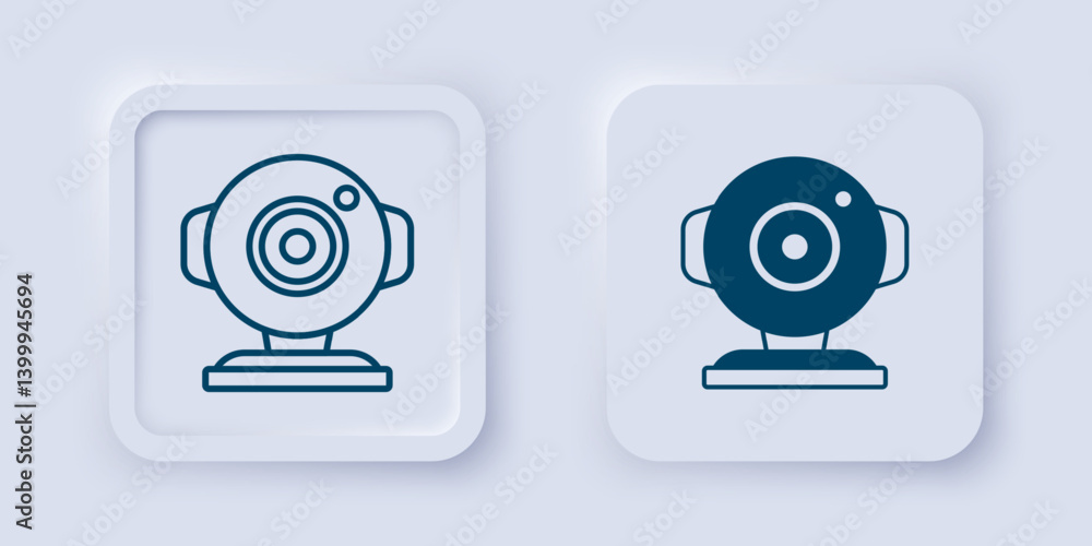 Aufkleber filled and outline web camera icon isolated on grey background. chat camera. webcam icon. square but