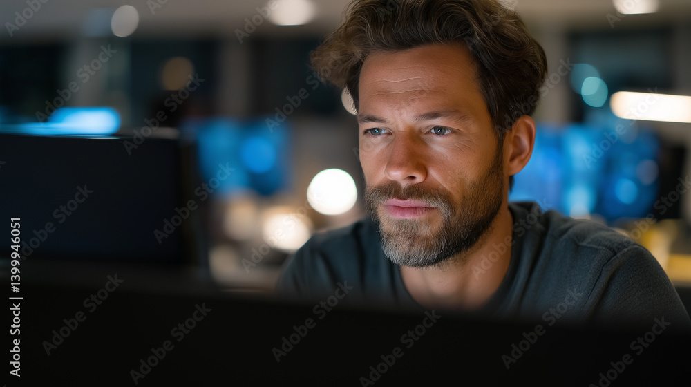Aufkleber data backup in a secure evening office environment