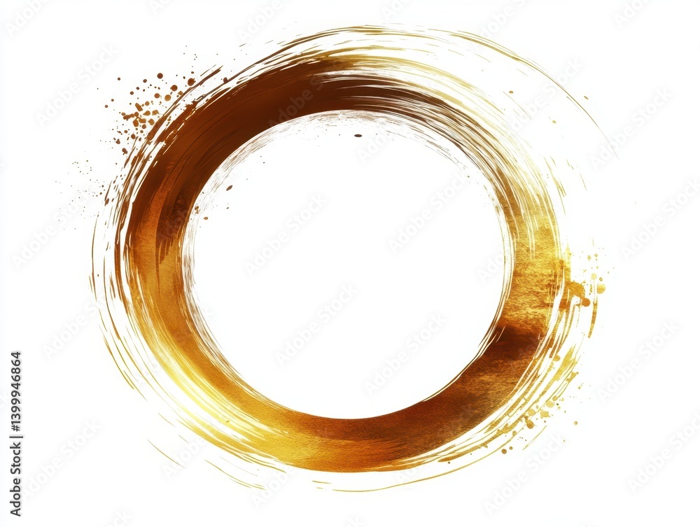 Poster golden circle brush stroke on white background abstract design element with artistic texture and min