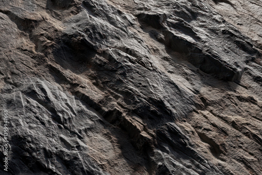 Poster textured stone surface with shadows creates striking and dynamic rock formation