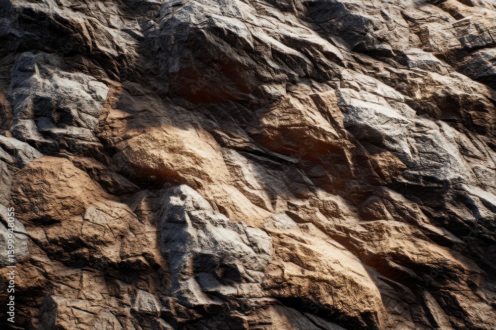 Poster close up rock surface with cracks and crevices for background or texture