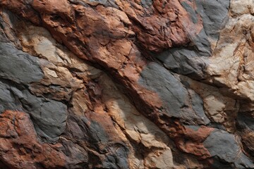 Closeup of Natural Rock Wall Texture in Shades of Brown and Gray