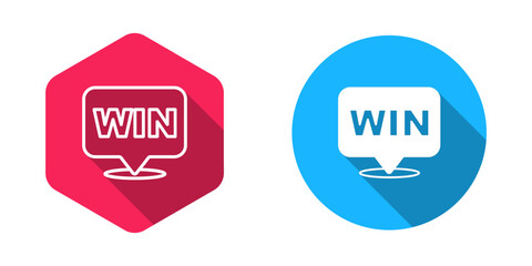 Filled and outline Medal icon isolated with long shadow background. Winner symbol. Vector