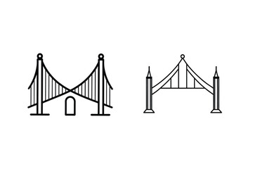 Bridge Silhouette Vector Icons Two Different Bridge Structures In Outline Style