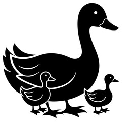 Duck with Ducklings Vector Illustration – Cute Animal Family Scene