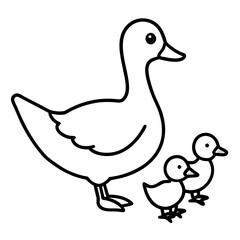 Duck with Ducklings Vector Illustration – Cute Animal Family Scene