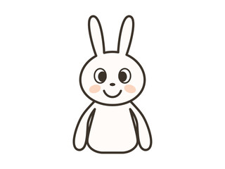 笑顔で正面を向くかわいいうさぎの上半身イラスト