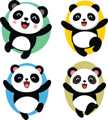 Excited baby panda jumping with joy vector illustration