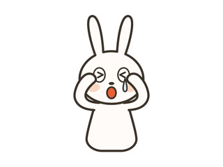 涙を流して泣くかわいいうさぎの上半身イラスト