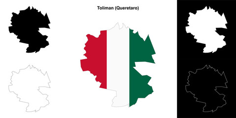 Toliman municipality (Queretaro) outline map set