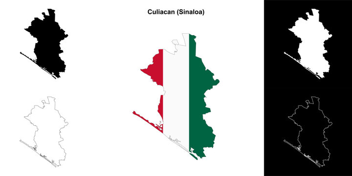 Culiacan municipality (Sinaloa) outline map set