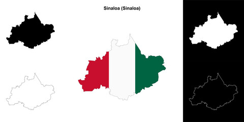 Sinaloa municipality (Sinaloa) outline map set
