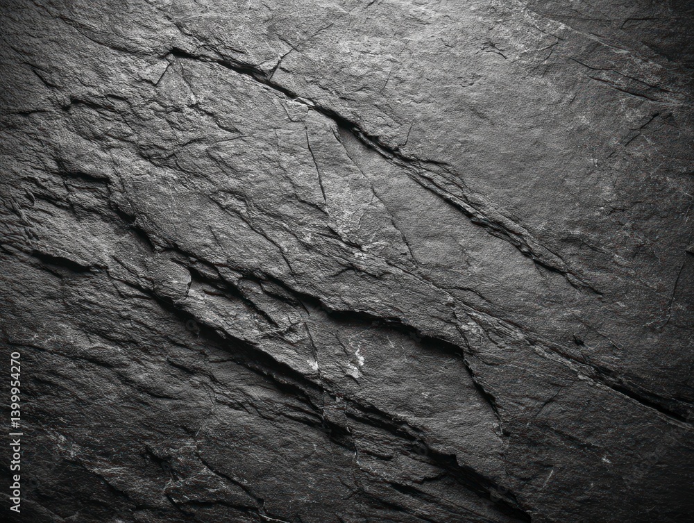 Poster dark gray slate stone texture background with natural cracks and pattern