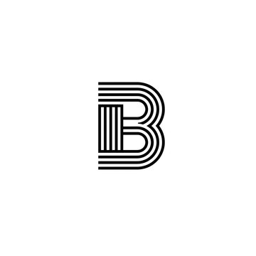 A bold, graphic letter B design in a minimalist style with layered parallel lines creating a striking visual impact.