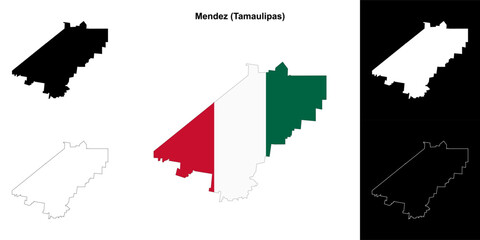 Mendez municipality (Tamaulipas) outline map set