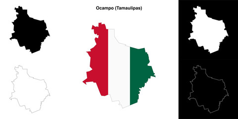 Ocampo municipality (Tamaulipas) outline map set