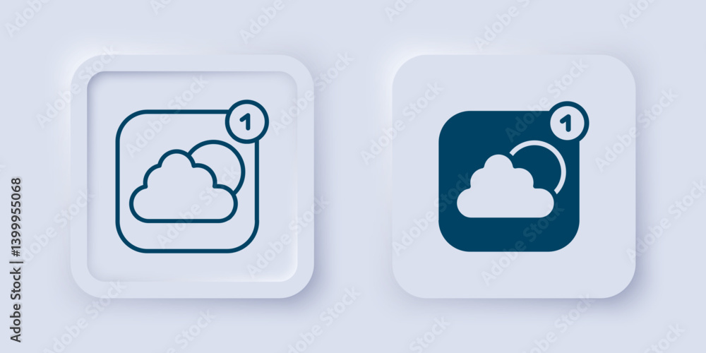 Poster filled and outline weather forecast app icon isolated on grey background. square button. vector