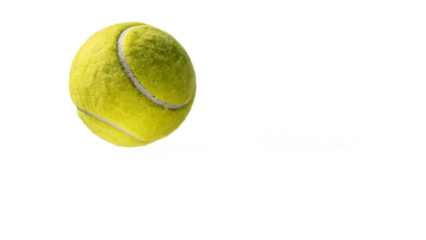 Tennis Ball Floating in Midair on White Background – Isolated Sports Object for Design and Motion Effects