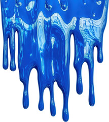 Vivid Blue Paint Dripping Glossy Liquid Texture Abstract Background