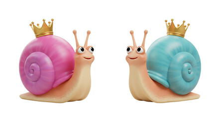 Cute Snail Princesses: 3D Render for Children