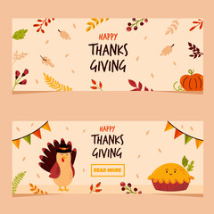 Autumn-Themed Holiday Graphics – Eye-catching illustrations using warm colors and fall motifs to promote a Thanksgiving celebration.