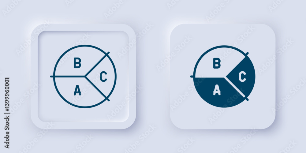 Poster filled and outline pie chart infographic icon isolated on grey background. diagram chart sign. squar