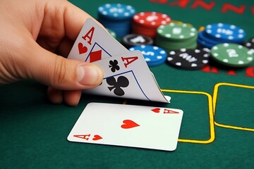 Poker Hand, Aces, Casino Table