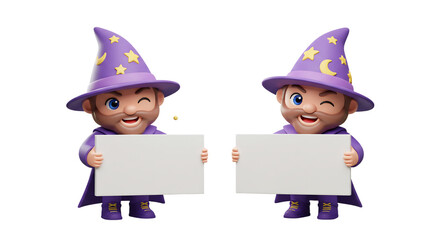 Charming Wizard Holding Sign: Perfect for Magical Promotions