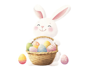Smiling Fluffy Bunny on transparent background
