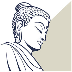 Serene Buddha Meditation Illustration with Leaves