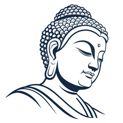 Serene Buddha Meditation Illustration with Leaves