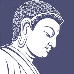 Serene Buddha Meditation Illustration with Leaves