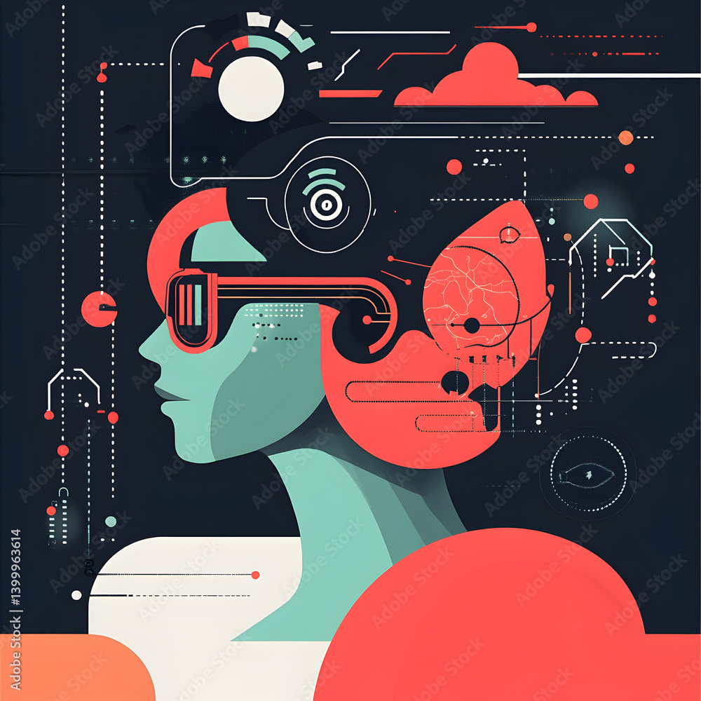 Poster innovative business ai technology showcase virtual studio visual presentation digital environment co