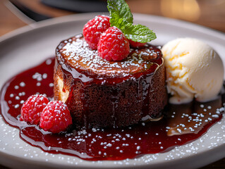 초코 케익과 아이스크림