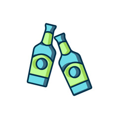 Filled outline Beer bottle icon isolated on white background. Flat filled outline style with shadow. Vector