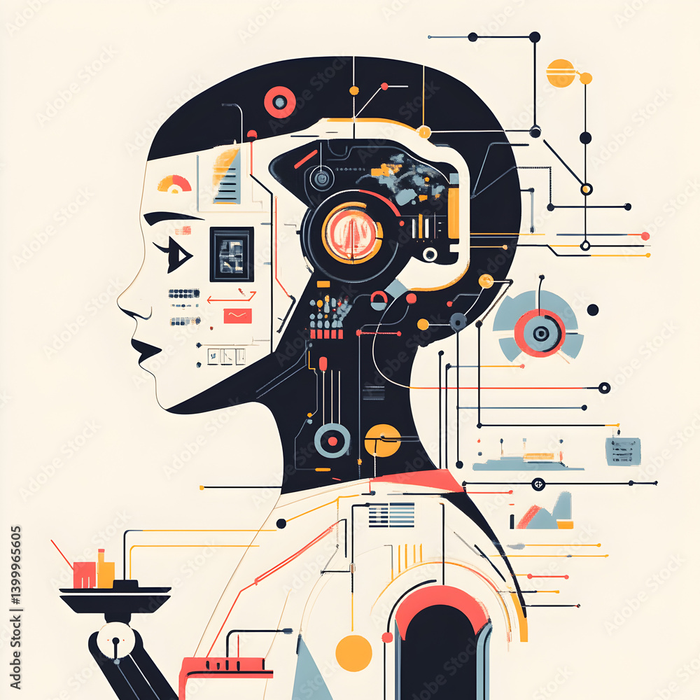 Poster innovative business automation strategies global visual guide digital environment futuristic perspec