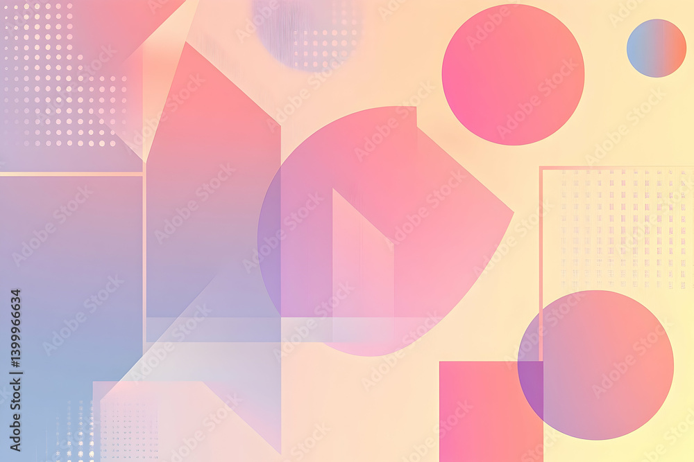 Poster a pastel geometric abstract design with overlapping shapes.