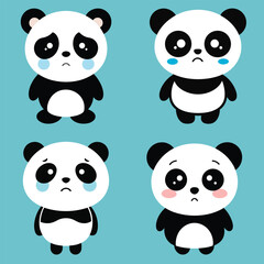 Crying baby panda with teary eyes vector illustration