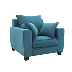 Blue armchair isolated on a transparent background