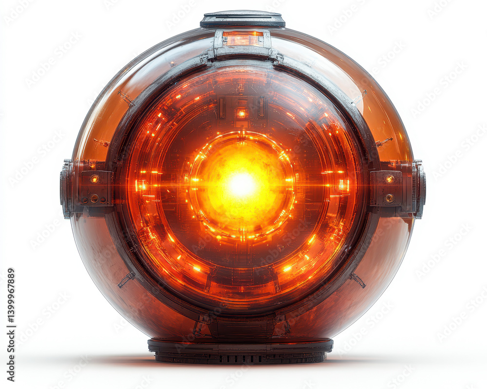 Poster depiction of glowing antineutron concept isolated on white background showcasing futuristic sci-fi d