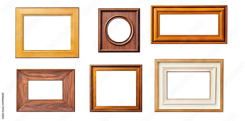 Poster six picture frames in various styles and colors showcasing their design and material differences ide