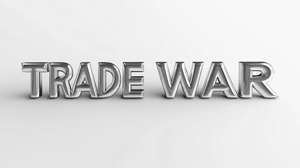 Bold trade war text in metallic font centered on clean white background made with Generative AI technology