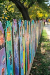 A fence near a park turns into a timeline of community events. Families paint their favorite moments together. Smiles and quiet laughter fill the space