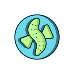 Filled outline Served cucumber on a plate icon isolated on white background. Marine food. Flat filled outline style with shadow. Vector